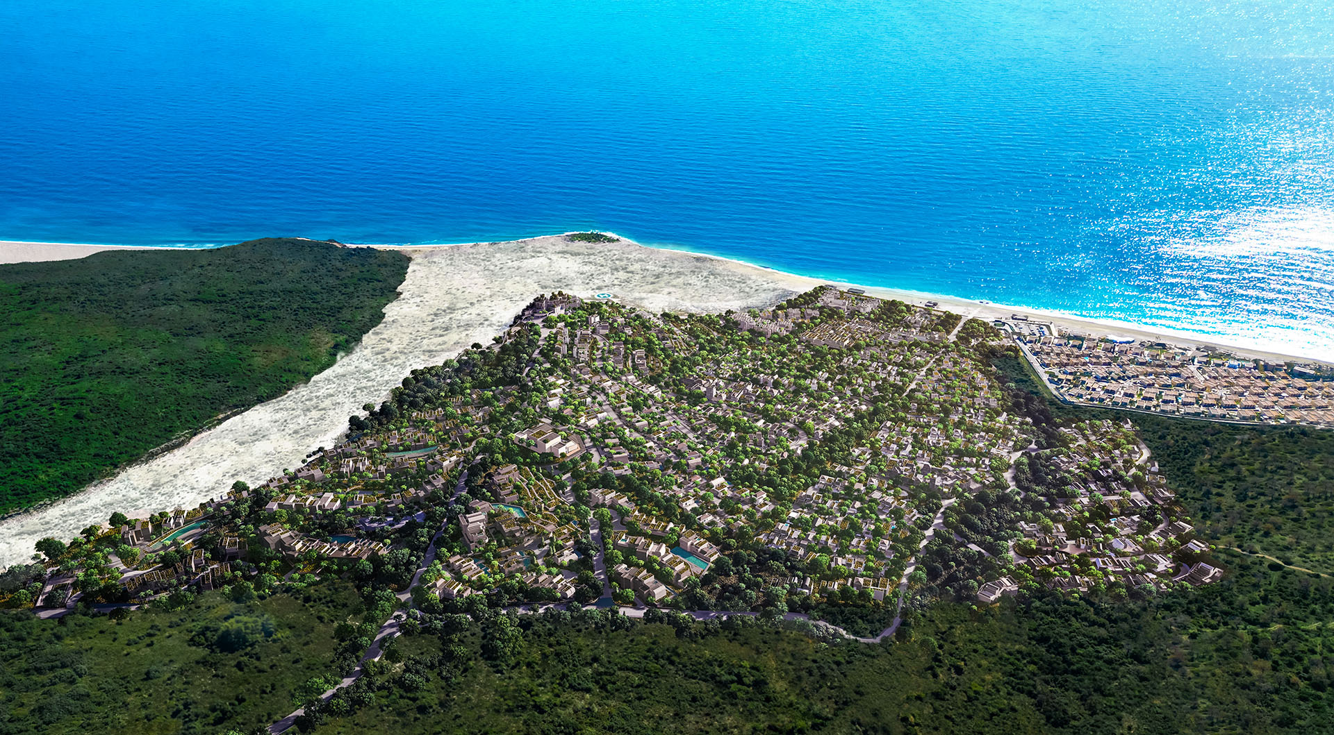 Aerial view of Green Coast, a prime destination for tourism in Albania